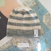 Brooklyn light teal green striped beanie - luxury winter hat with hand dyed merino stripes