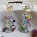 Colourful, Gold & Silver Flakes - drop earrings -