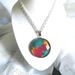 Hand Painted Pendant-Pink Light Blue and Orange 