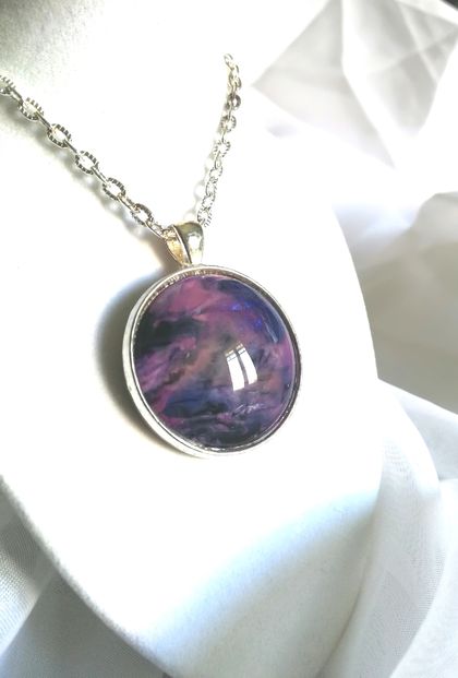 Hand Painted Pendant- Purple Horizon 