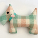 Mint/Apricot Wool Blanket Scottie Dog Toy