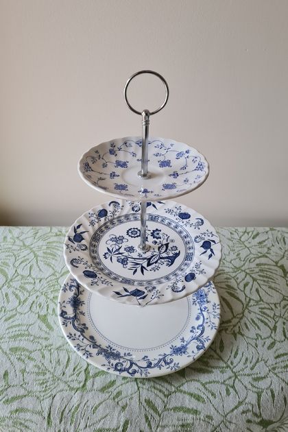 Blue & White 3 Tier Cake stand 3T336