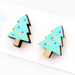 Christmas Tree Stud Earrings - Hand Painted Wood