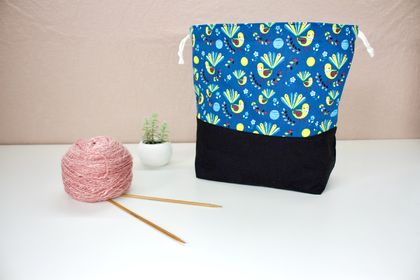 Knitting Project Bag - Piwakawaka Fantail Medium Size