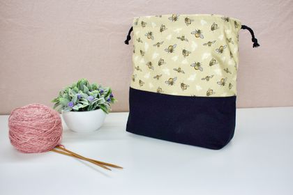 Knitting Project Bag - Honeybee Medium Size
