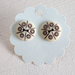 Very old tribalism design cream and brown vintage button round earrings jewelry upcycled using surgical steel backings