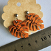 Pumpkin orange stainless steel hypoallergenic short dangling earrings leaves monsteria earrings jewelry accessories wooden buttons into earrings