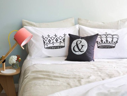 King & Queen Pillowcase Set - Hand Screenprinted!