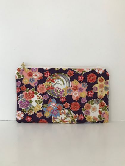 kimono print medium size pencil case / make-up pouch / toiletry pouch / clutch