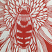 Native Bee Linocut in Karaka Orange