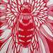 Native Bee Linocut in Whero Red