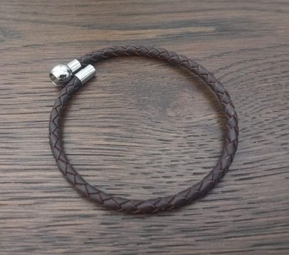 Men's Woven Leather Bracelet - Brown