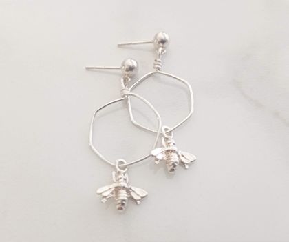 Sterling Silver Hexi/Bee Hoops (1 pr only)