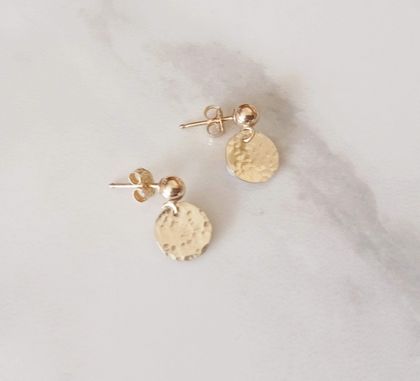 Petite Gold Filled Hammered Disc Studs