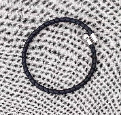 Men's Woven Leather Bracelet - Black