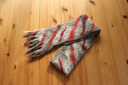 Red stripe felted scarf