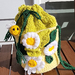 Handmade crochet - Daisies & Bumble bee bag.