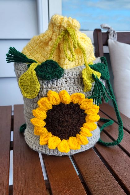 Handmade crochet- Sunflower bucket bag