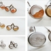 Metallic Foil - Glass dome earrings in antiqued Brass or Silver settings - Choose Gold, Rose Gold or Silver