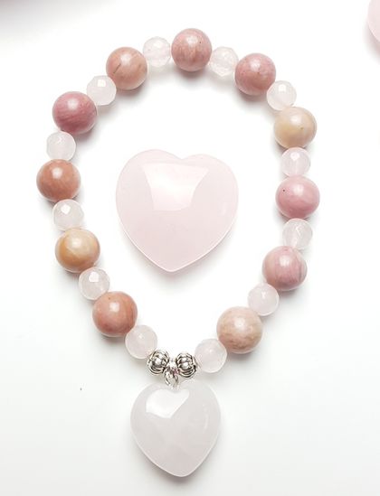 Love is all there is - Rose quartz and Rhodocrosite bracelet.