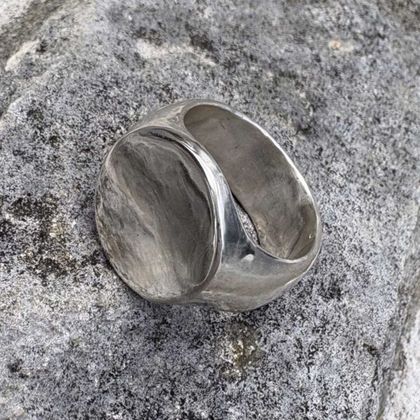 Handmade Heavy Sterling Oval faced Silver Signet Ring - Unisex