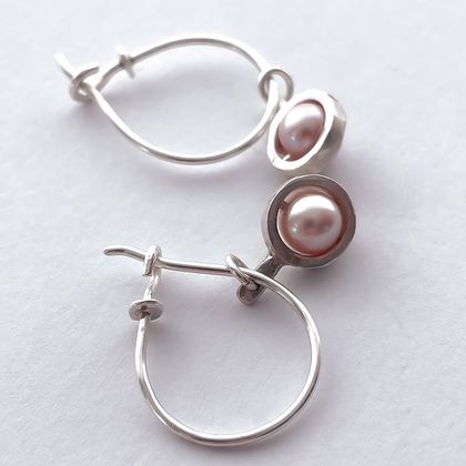 Hoop Earrings with Pearl Charms