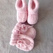 Knitted Merino Mitts& Booties Set 0-3 months-Pink