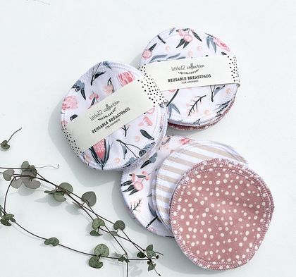 Reusable Breast Pads Pink & Stripes Floral