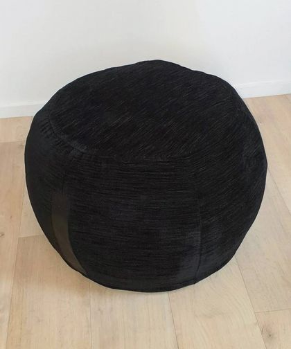 ottoman pouf, textured black color pouf, round pouf, beanbag pouf, bean bag ottoman, black velvet floor cushion, ottoman pouffe
