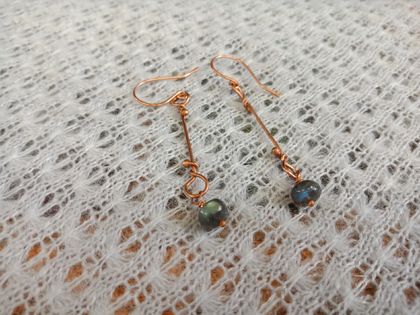 Wrapped copper wire earrings with labradorite beads