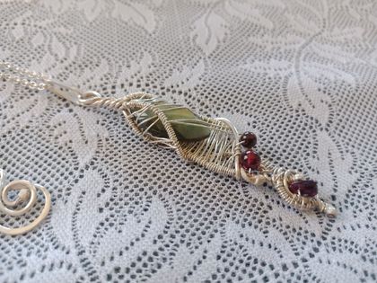 Sterling silver and gemstone wire wrapped pendant