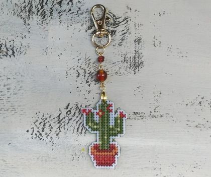 Novelty Cross Stitch Key Chain Cactus