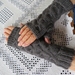Dark Grey Pure wool handknitted fingerless gloves