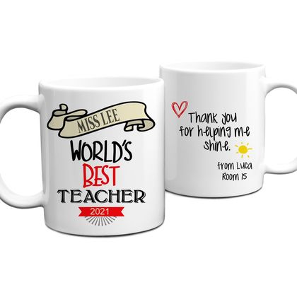 World's Best Teacher 3 Personalised Mug