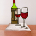 Stained Glass Wine Bottle and Glasses