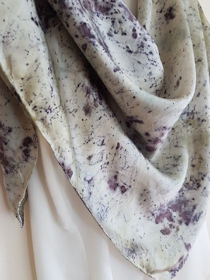 Unique Plant dyed Silk Scarf - 90x90 cm