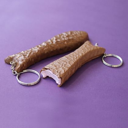 Large choc fish keyring – half 'eaten'