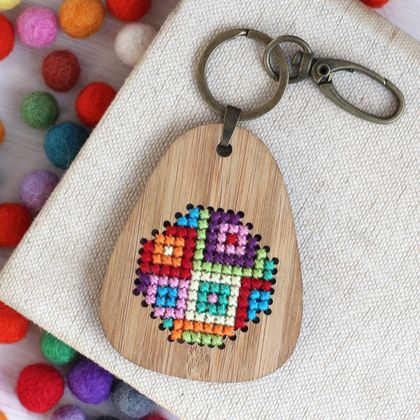 Mod Blocks Keyring  ~ Modern DIY Embroidery Kit 