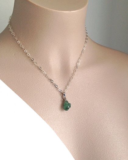 Jade Sea Snail: dark green Burmese jade pendant on sterling silver chain – one of a kind necklace