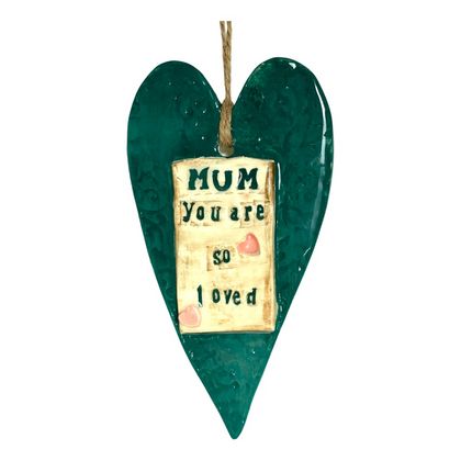 Teal Ceramic Heart “Mum, you are so loved”