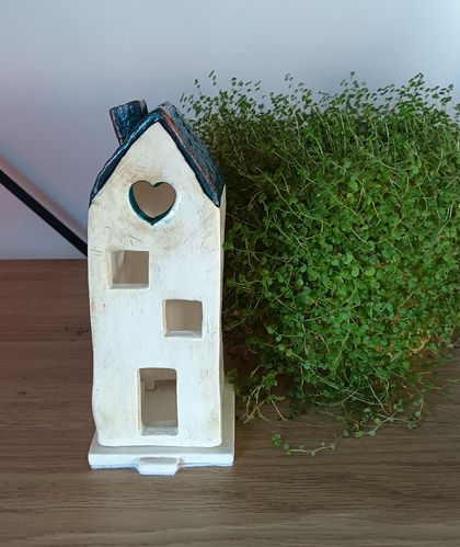 Ceramic House Luminary - Emerald Roof