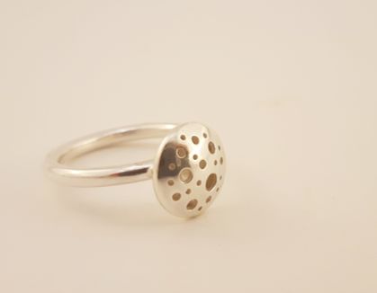 Delicate silver moon ring 