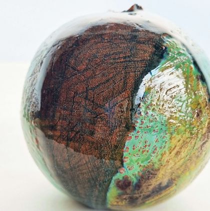 Recycled Glass Orb Sea colours Ceramic Round Vessel