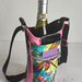 Water Bottle bag, with Pockets & Adjustable Straps- Pink stained glass 