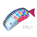 Fish Shaped Zipper Pouch - what a cutie- Handcrafted with Vinyl Accents