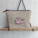 hand-painted, pouch on natural linen blend- store all 