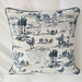 Cushion, natural & navy tapestry 