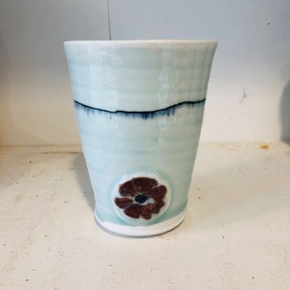 Hand Painted Poppy Cup or Vase