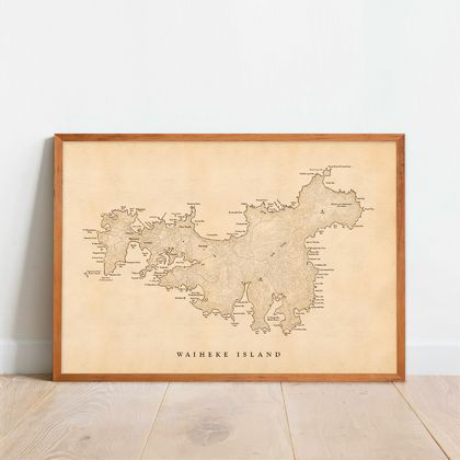 Waiheke Island Vintage Map - A2 Art Print
