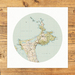 Karikari Peninsula Map - 420mm Square Art Print